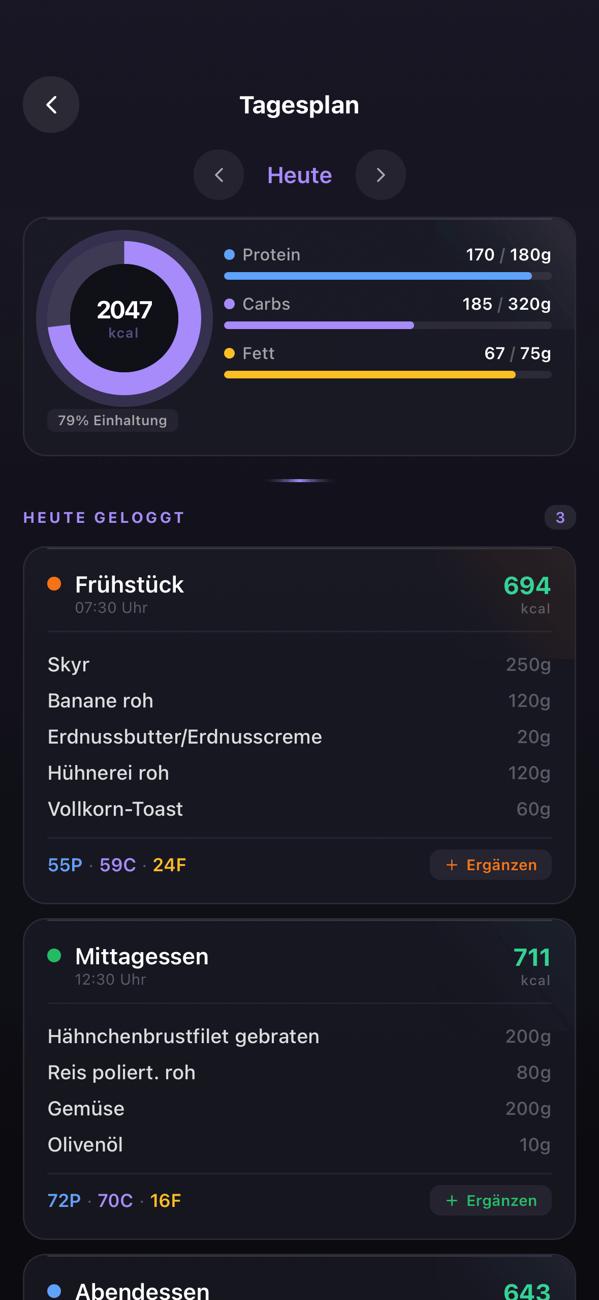 UNIQUE App — Ernährungsplan mit Makro-Tracking